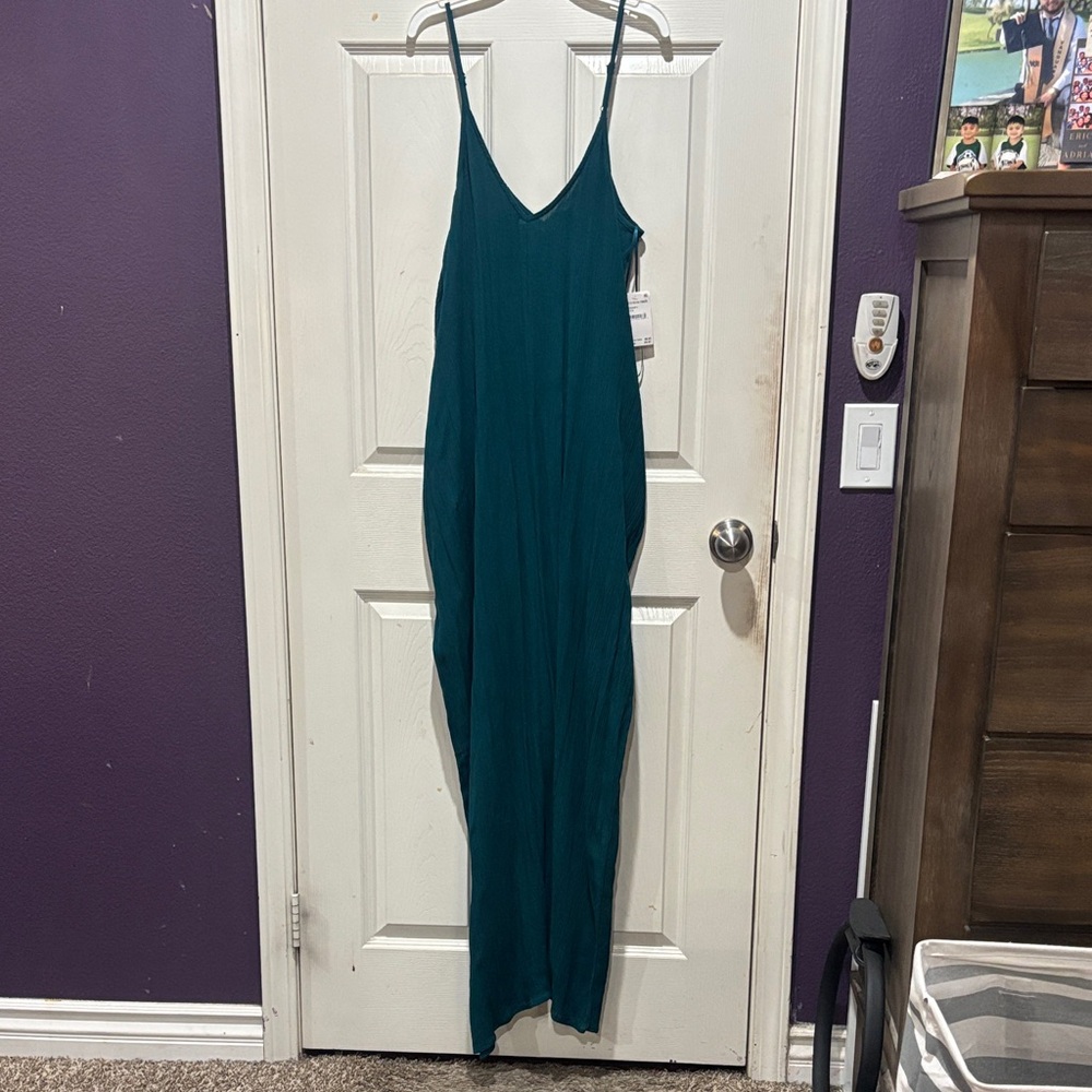 lovestitch Teal Green Spaghetti Strap Maxi Dress